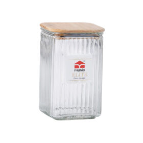 ظرف شیشه ای درب چوبی الیت، 1100 میلی لیتر - مدل 116052